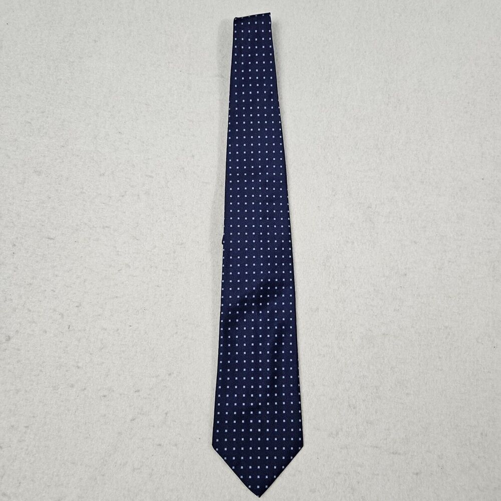 Brooks‎ Brothers 346 Silk Tie Mens Blue Squares Geometric Made In Italy Necktie